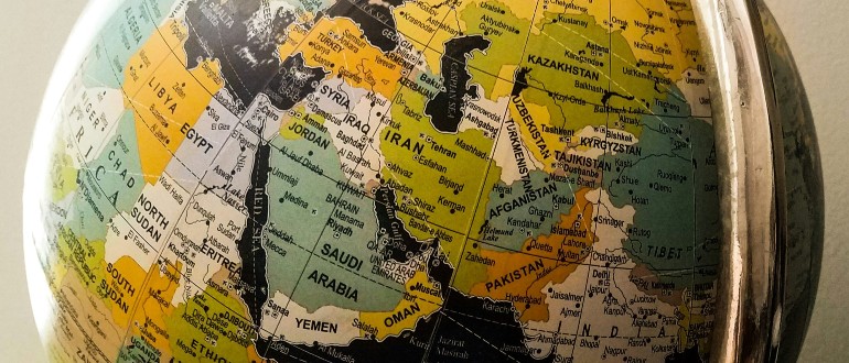 Globe centred on iran