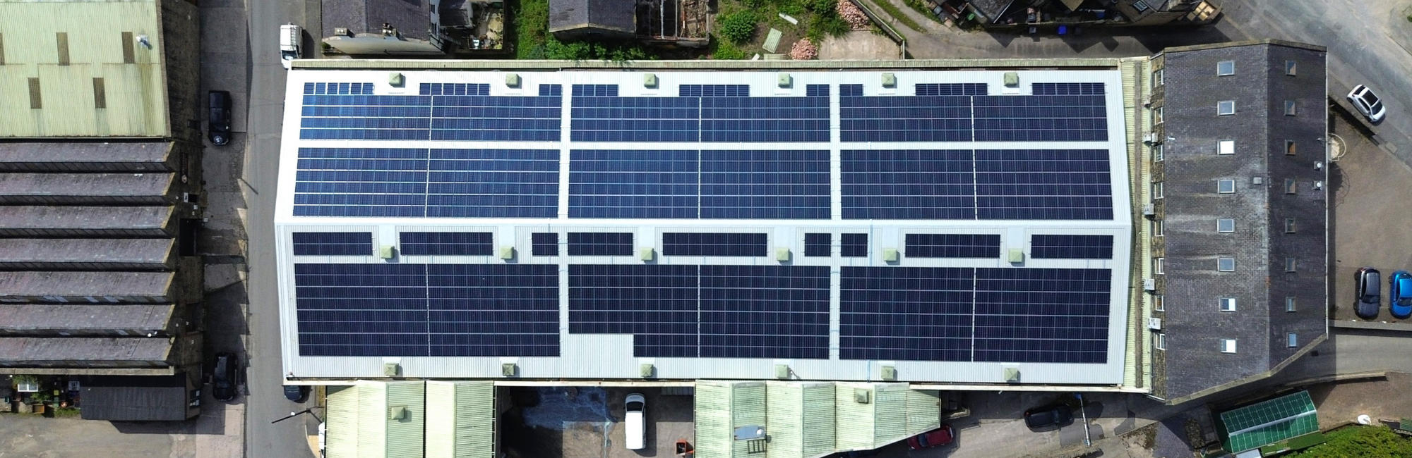 Solar panels on a big warehouse